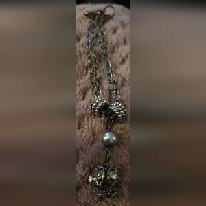 Vintage Brushed Gold Orb Bracelet With Silver Accents